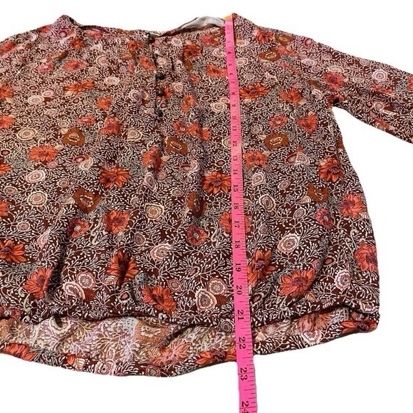 Lucky Brand Los Angeles Women's Purple/Burgundy Floral Long Sleeve Blouse Size S - Picture 8 of 14